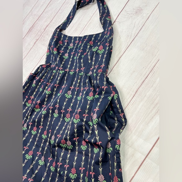 Hill House The Fleur Mini Dress - Small - Navy Blue Trailing Fern Floral halter - Picture 8 of 15